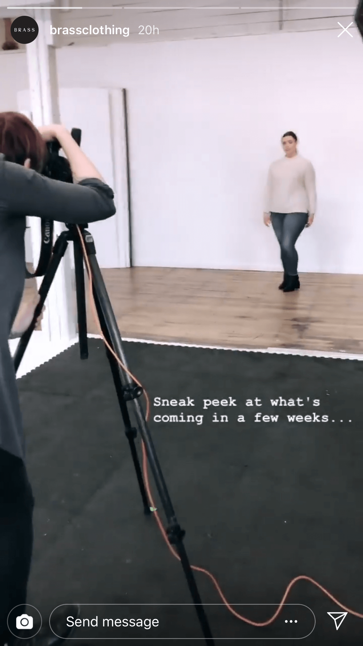 Brassclothing on Instagram Stories - showing a photo shoot behind the scenes