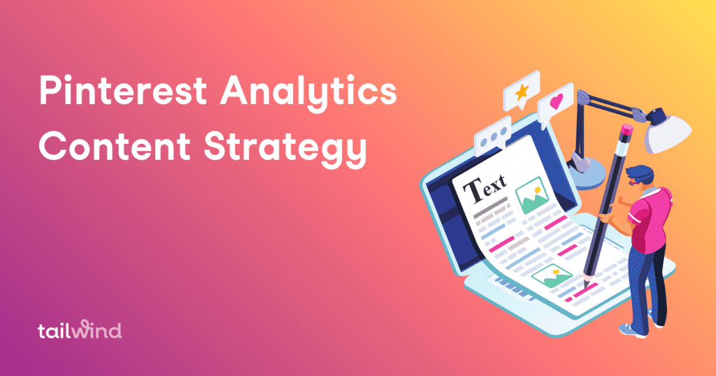 Graphic of an open laptop with a miniature man standing in front of it using a giant pencil to fill in an analytics form on a magenta and salmon background with the title of the blog post in white font.