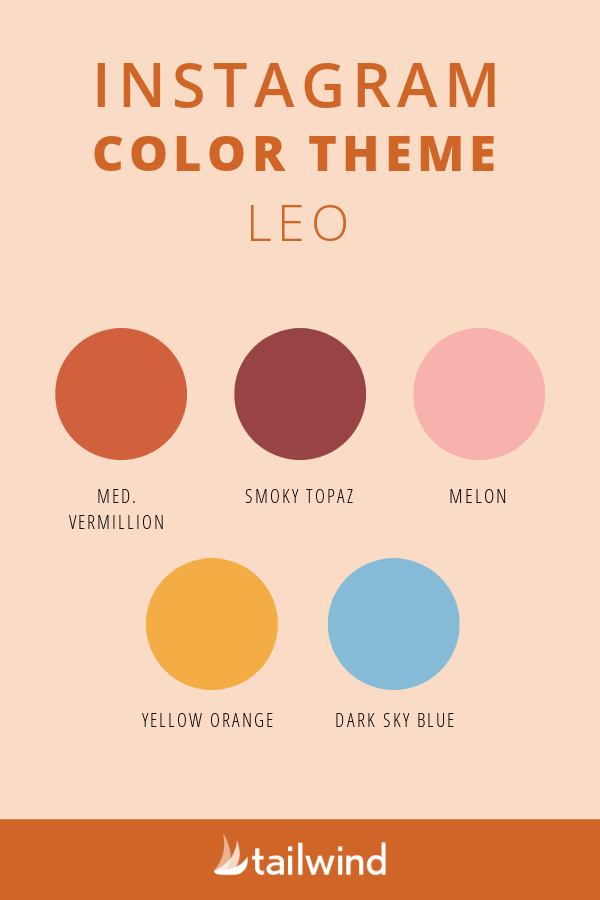 Leo Instagram color scheme with examples of each color mentioned.